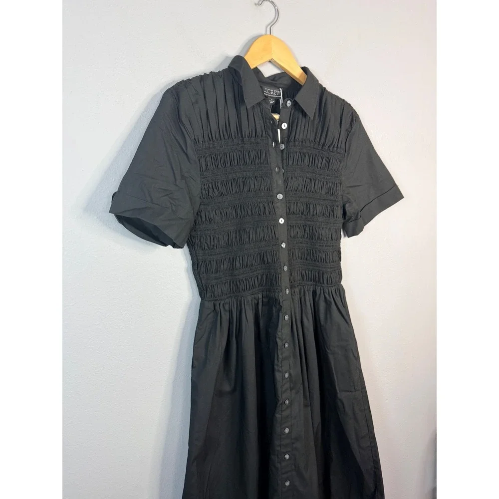 J.Crew Elsie shirt-dress in cotton poplin Black Size Small NWT